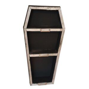 Decorative Black Cedar Coffin Shelf with Silver Trim and Nameplates